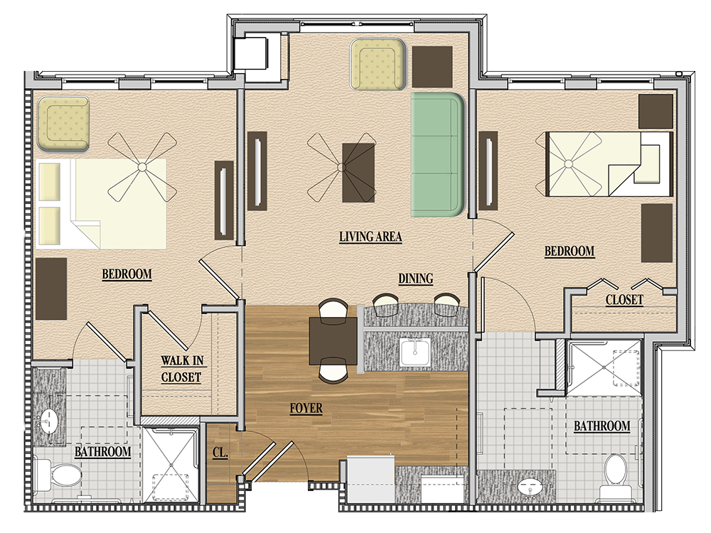 Dockside Cypress Floor Plan 2 bedroom senior apartments in Jacksonville FL