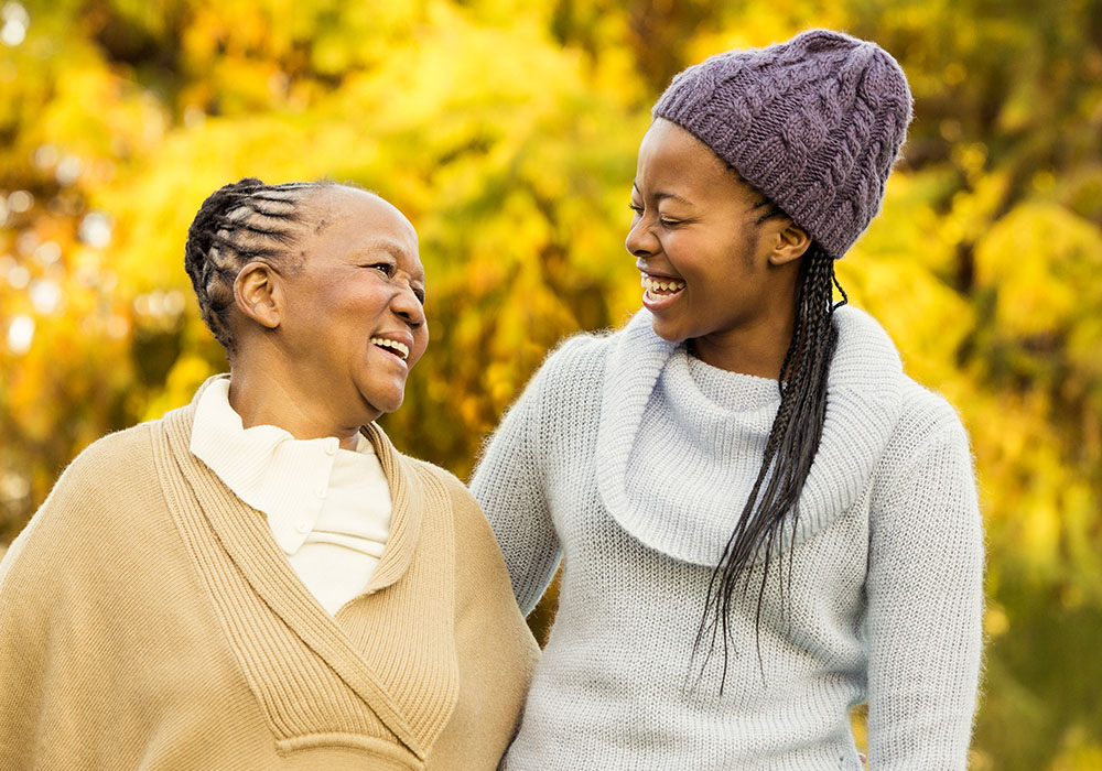 Older african american woman with daughter